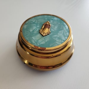 Vintage Musical Make Up Powder Box "Star Dust" -- Vanity Powder Puff Holder