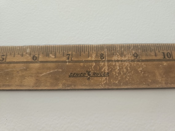 VINTAGE FALCON 15 INCH WOOD RULER. AUBURN MAINE,MADE IN USA. MISSING METAL  EDGE