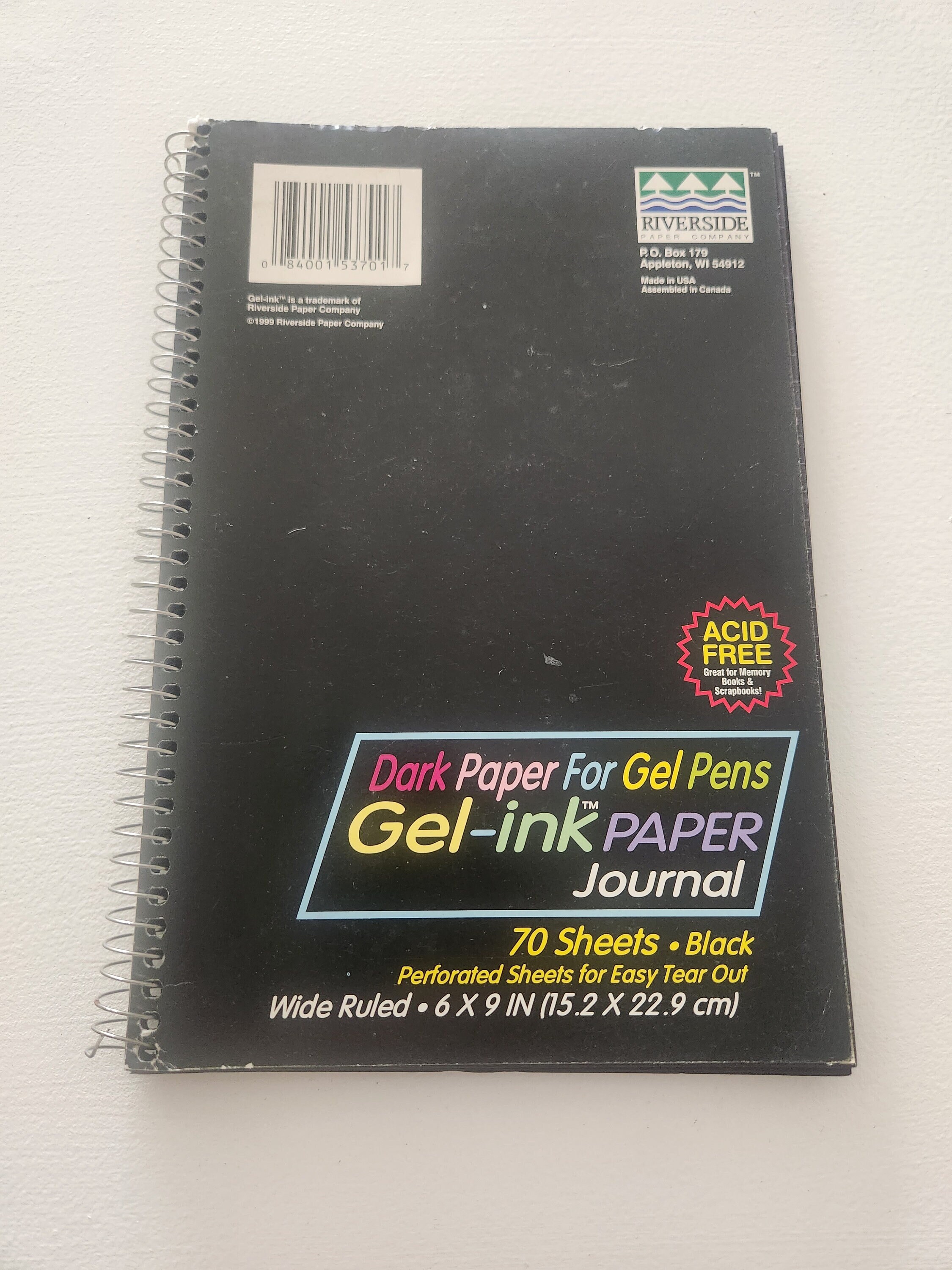 Vintage Gel Ink Paper Journal Notebook. Unused Black Paper