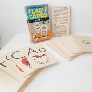 Milton Bradley Flash Cards ABC In Original Box -- Children Retro School House -- Picture Letter Cards -- Journal Scrapbook -- Animal Cards