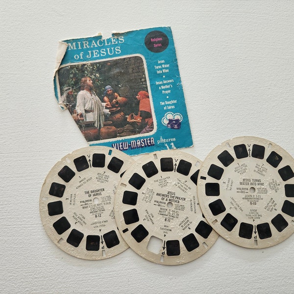 Vintage View Master Reels -- 1947 Miracles Of Jesus Viewmaster Slide Disc -- Vintage View Master Movie Disc -- Retro Movie Slide Toy