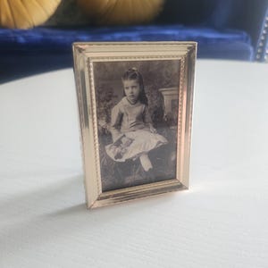 Antique Photo Of Young Girl In Gold Tone Decorative Picture Frame -- Vintage Photo Tabletop Frame -- Antique Photographs -- Gifts For Her