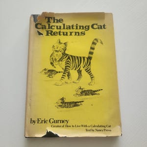 The Calculating Cat Returns by Eric Gurney { 1978 } Vintage Humorous Cat Illustrations -- Cat Comedic Cartoons For Adults -- Cat Lover Gift