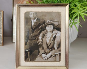 Vintage Gold-Tone Metal Photo Frame – Friends Portrait, Tabletop Decor