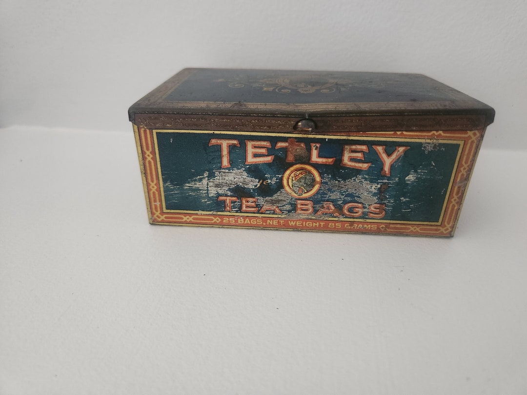 Vintage Tetley Tea Bags Tin Old Tea Box Tin Elephant Tea Tin Farmhouse