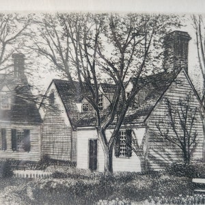 Vintage LEONARD H. MERSKY Etching Drawing The Orlando Jones Kitchen Signed Print Colonial Williamsburg Etched Sketch Art image 4