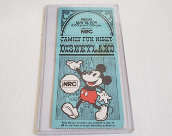 Family Fun Night Disneyland 16th Annual NRC Theme Park Ticket -- 1979 Vintage Disney Theme Park Ticket -- Junk Journal Scrapbook Ephemera