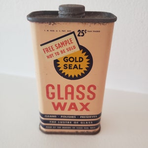 Vintage Gold Seal Glass Wax Can. Retro Style Cans, Rusty Can
