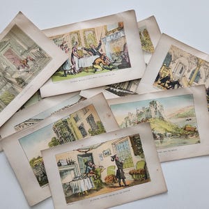 Thomas Rowlandson Antique Prints, Dr. Syntax Series Hand Colored Illustrations -- CHOOSE ONE