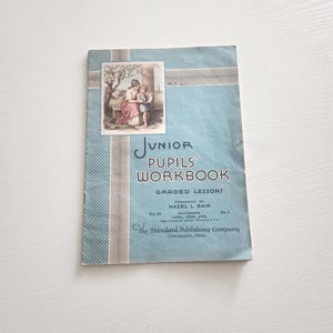 Junior Pupils Workbook Graded Lessons Prepared By Hazel L. Bair { 1936  } Antique Religious Children Booklet -- Christian Education
