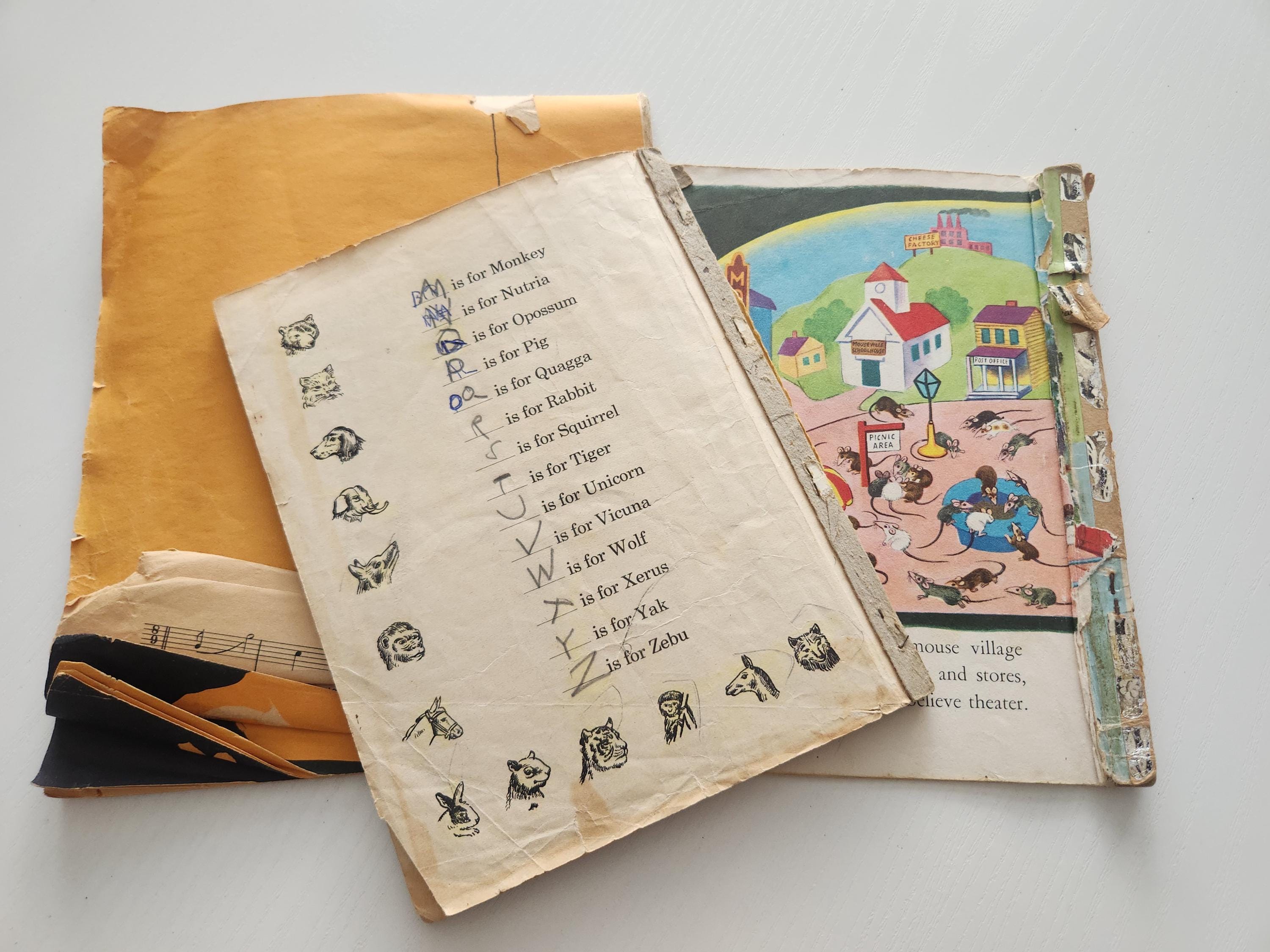 Vintage Paper Ephemera Pack Mixed Children Book Pages -- Salvaged Books ...
