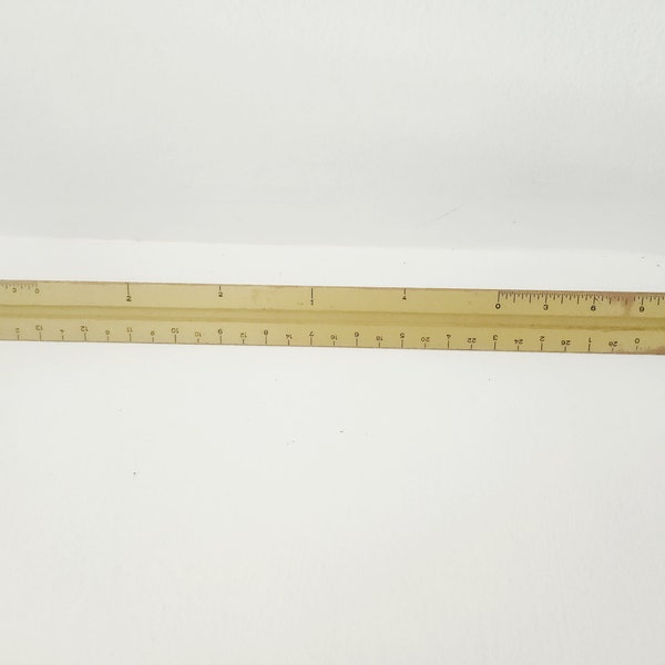 Vintage Three Sided Wood Ruler -- Alvin No. 210 Architect Ruler -- Science Ruler -- Mathematics Draftsman Engineer Ruler -- School Rulers