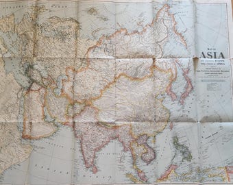 Antique Asia Map – 1921 National Geographic Foldout
