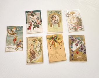 Antique Embossed Happy New Year Postcard - 1910s Ephemera