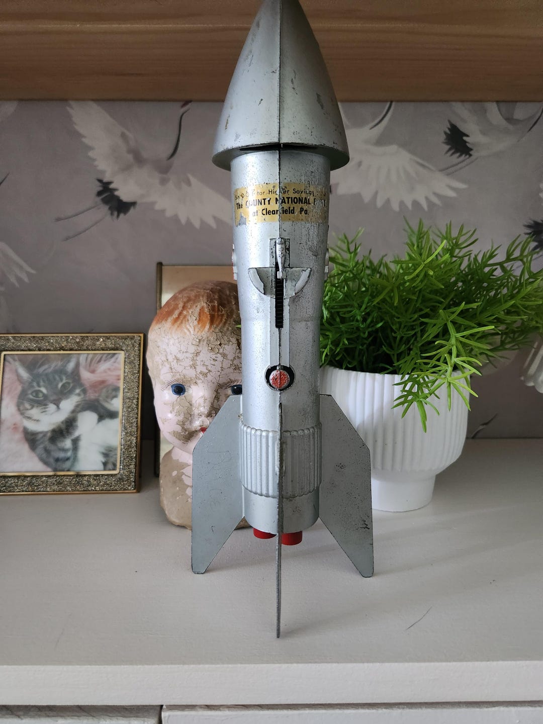Vintage Astro Berzac Guided Missile Rocket Mechanical Coin Bank { 1957 ...