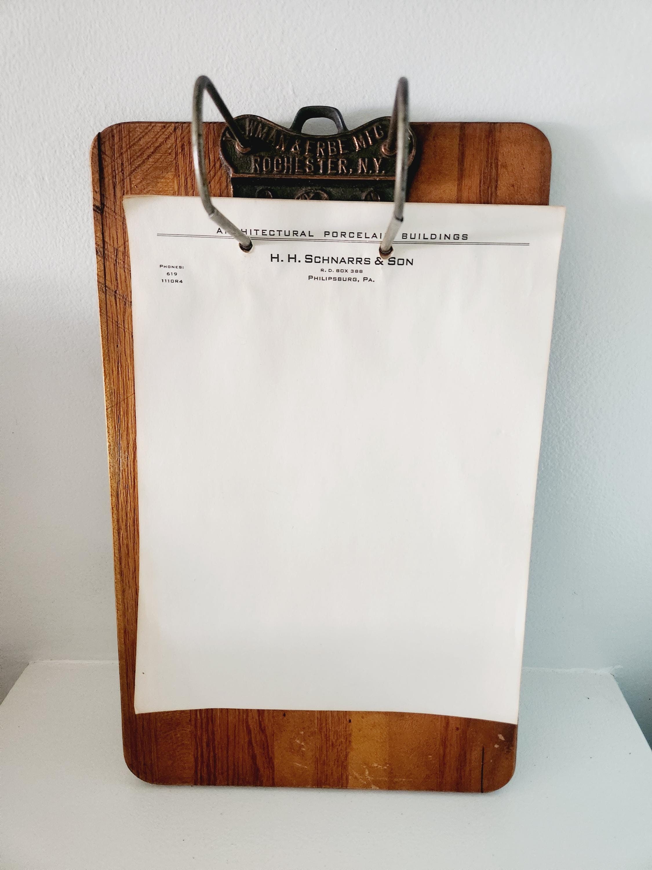 Antique Metal Bill Hole Punch Clipboard From Yawman & Erbe MFG