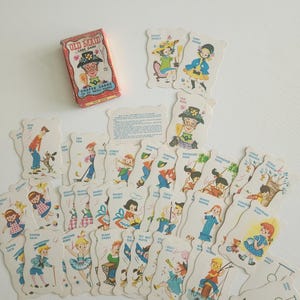 Vintage Old Maid Match Cards Game Shaped Cards To Fit Small Hands -- Retro Games And Toys -- Junk Journal Ephemera Character Picture Cards