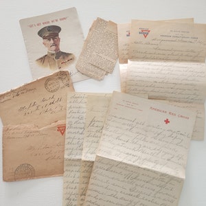 Antique World War I Letters Postcards And Photographs { 1918 } American Expeditionary Force Letters - US Soldiers/France Service Man Letters