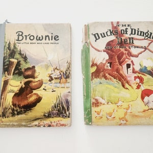Brownie the Little Bear Who Liked People and The Ducks Of Dingle Dell -- 1939/1941 Vintage Children&#39;s Books --  McLoughlin Brothers Books