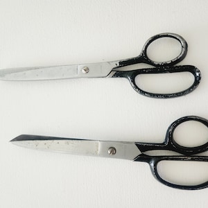 Unique Bargains Home Office Black Handle Metal Sewing Paper Straight  Scissors 4.7 