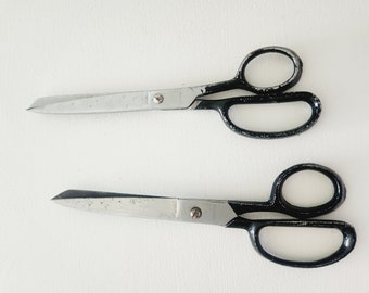 Vintage Black Handle Scissors Pair Of Old Sewing Shears -- Junk Drawer Finds --Old Vintage All Purpose Metal Pointed Tip Scissors