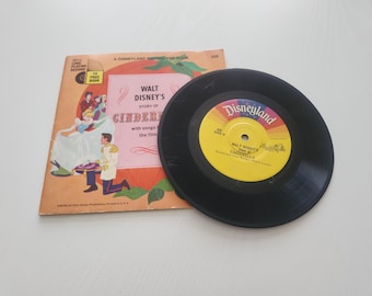 Vintage Disneyland Cinderella Record & Storybook (1950) 33 1/3 RPM