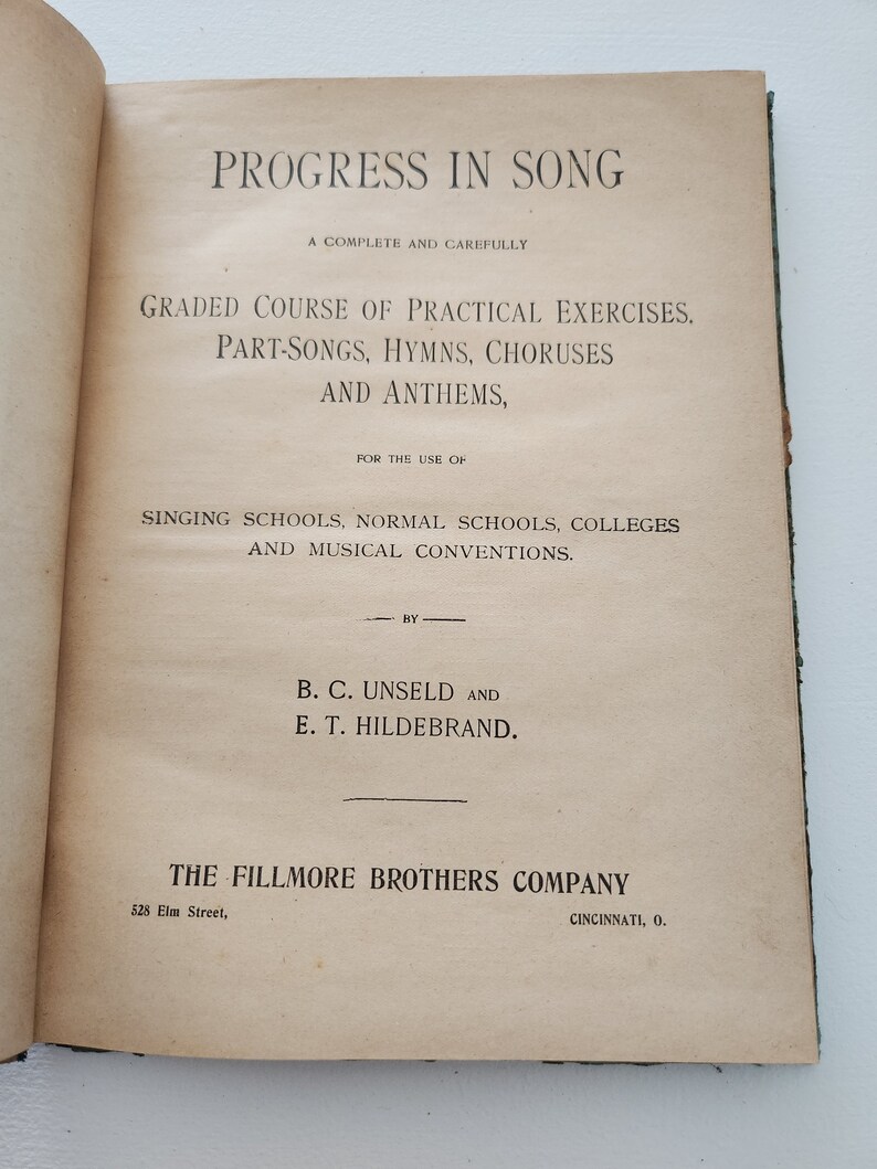 Normal Choruses Antique Sheet Music -- Progress in Song by B.C. Unseld & E.T ...