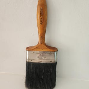 Vintage Paint Brush -- Black Diamond Warranted Pure Bristles Paint Brush Elder & Jenks Phila Pa -- Wooden Paint Brush -- Art Studio Decor