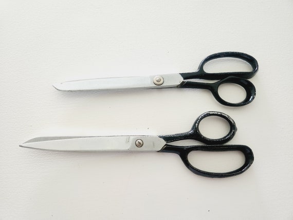 Vintage Black Handle Scissors Pair of Old Sewing Shears Fabric