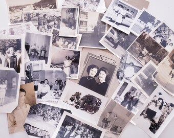Antique Photographs -- Lot Of 30 Photos -- Junk Journal Scrapbook Ephemera -- Collectible Photographic Images -- Photo Craft Projects