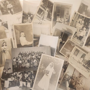 Antique Photographs -- Lot Of 50 Antique Black & White Photos -- Old Fashioned Photographs -- Journal Scrapbook Ephemera -- Photo Crafts
