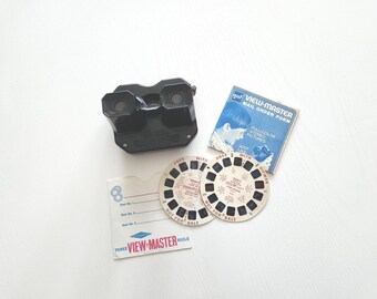 Vintage Sawyer's View-Master Black Viewfinder with Two Travel Slides -- Retro Toys