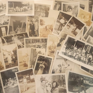 Antique Photographs -- Lot Of 50 Antique Black & White Photos -- Old Fashioned Photographs -- Journal Scrapbook Ephemera -- Photo Crafts