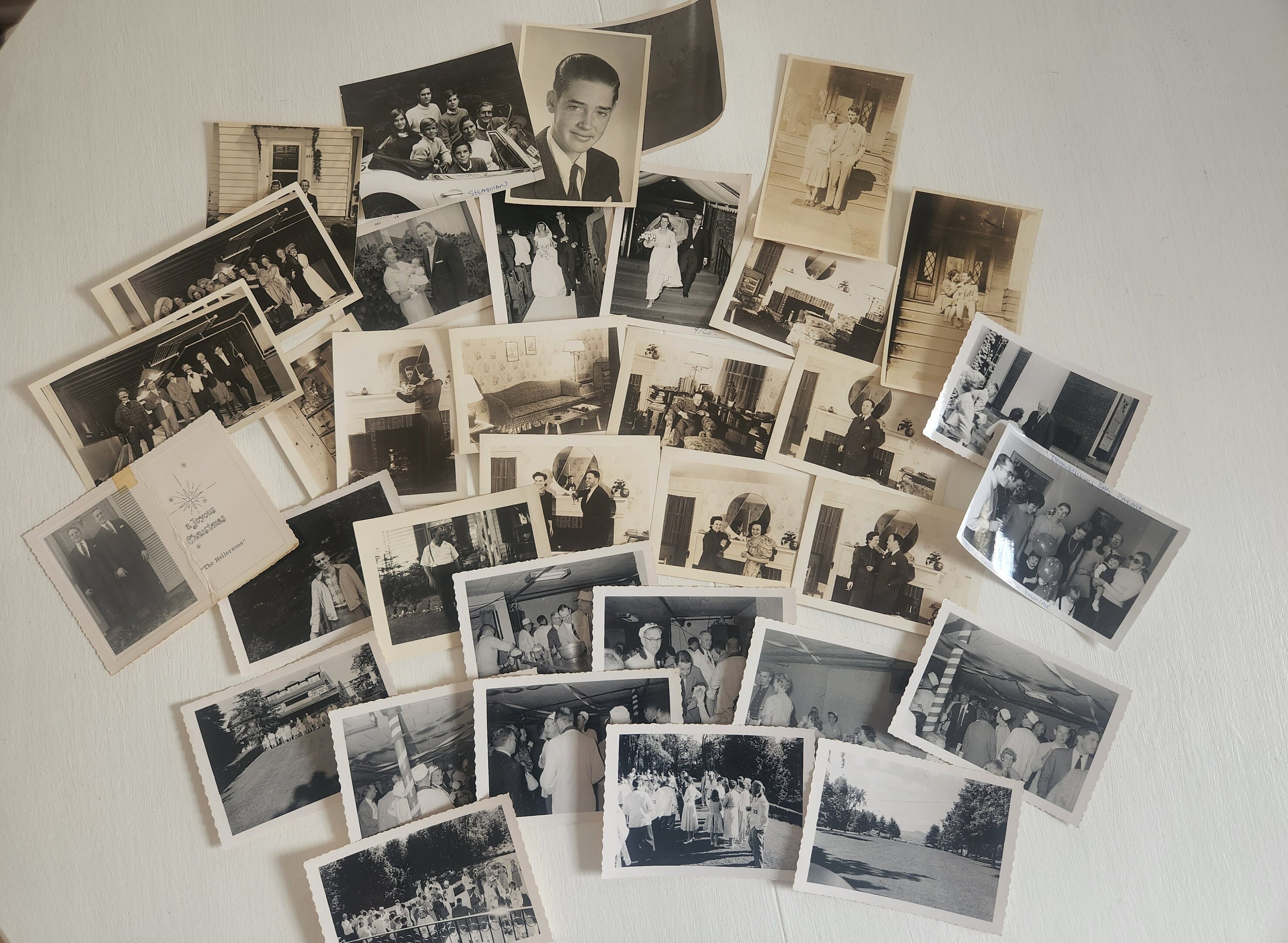 Antique Picture Photographs -- Lot Of 35 Antique Black & White Photos -- Antique Family Photos -- Junk Journal Scrapbook Ephemera