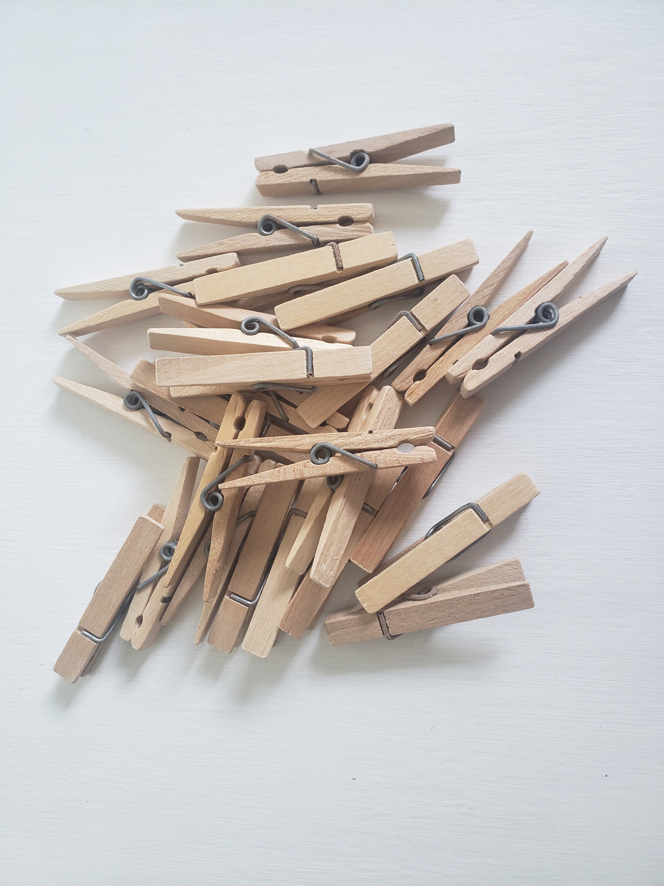 Vintage Wooden Spring Loaded Clothes Pins. Lot of 25 Etsy