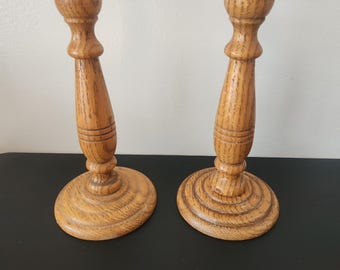 Vintage Wood Candle Holders - Mid-Century Modern Pair