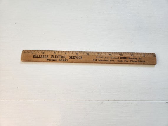 Vintage Wooden Rulers Reliable Electric Service Solid Wood Ruler Vintage  School Stationery Advertising Ruler Upcycle Ruler Crafts 