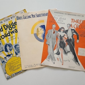 Antique Sheet Music { 1920s & 1930s } Art Deco Sheet Music Covers -- Piano Sheet Music -- Broadway Sheet Music Cover Art -- Junk Ephemera