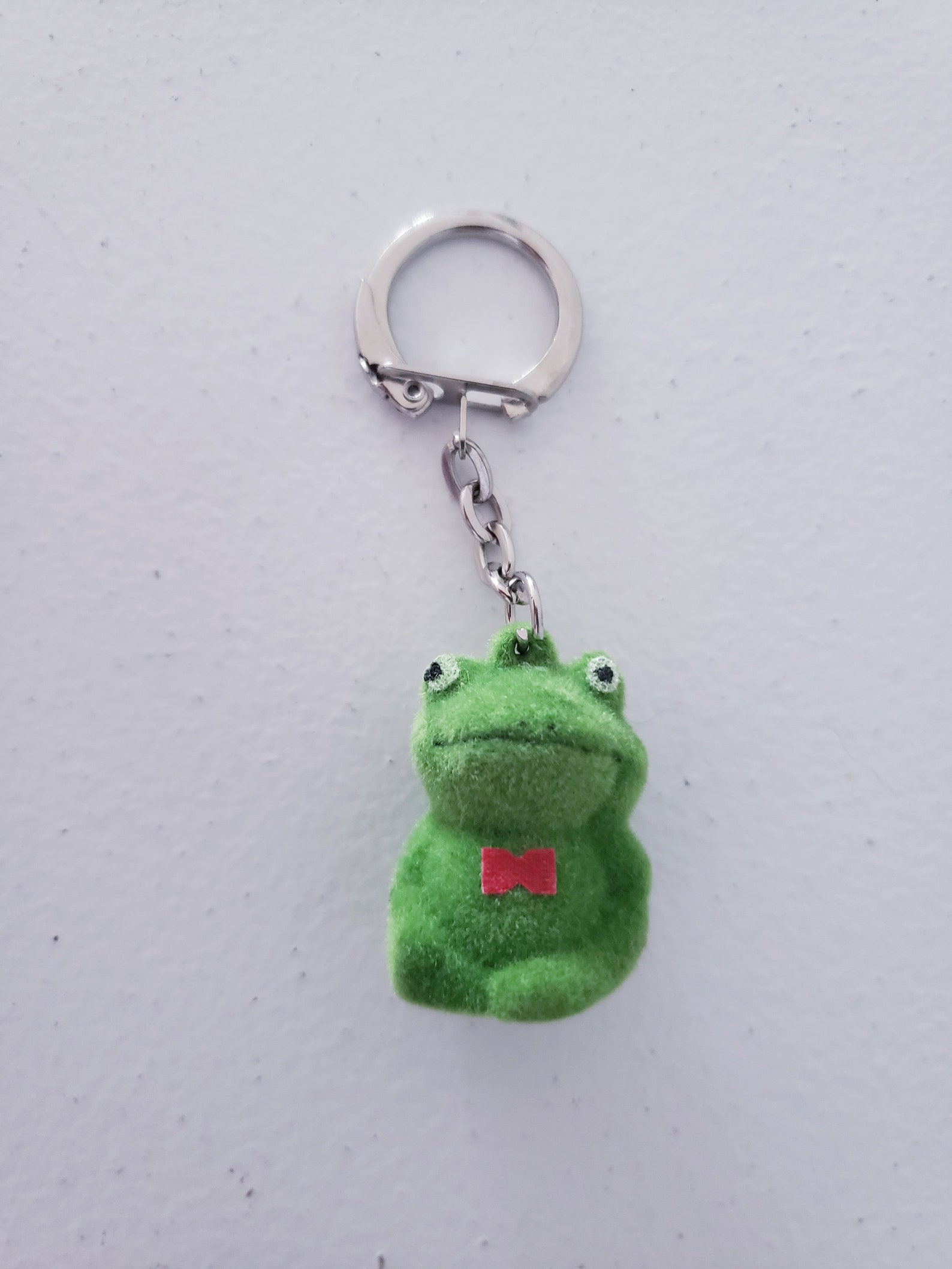 Vintage Frog Key Ring Flocked Green Frog Souvenirs Vintage Etsy