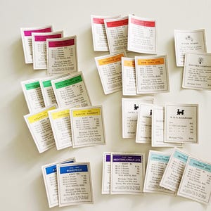 Vintage Monopoly Board Game Title Deed Cards -- Replacement Game Pieces Property Cards --  Journal Scrapbook Ephemera Monopoly Title Cards
