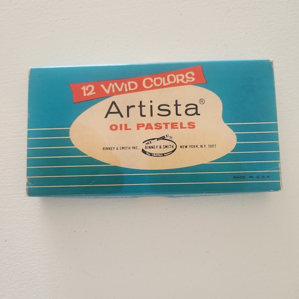 Artista 12 Vivid Oil Pastels Color Crayons -- Vintage Binney & Smith Fine Art Supplies -- Artist Gift -- Art Craft Student Studio Decor.