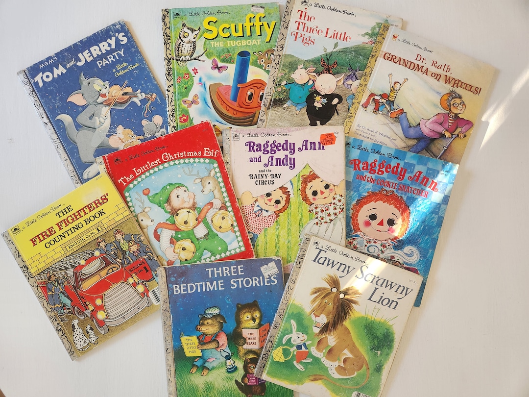 Vintage Children's Book Bundle Assorted Lot of 10 Little Golden Books