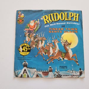 Rudolph The Red Nosed Reindeer & Tinker Town Santa Claus -- 1958 Vintage Cricket Children&#39;s Records  -- Christmas Songs -- Sing Along Record