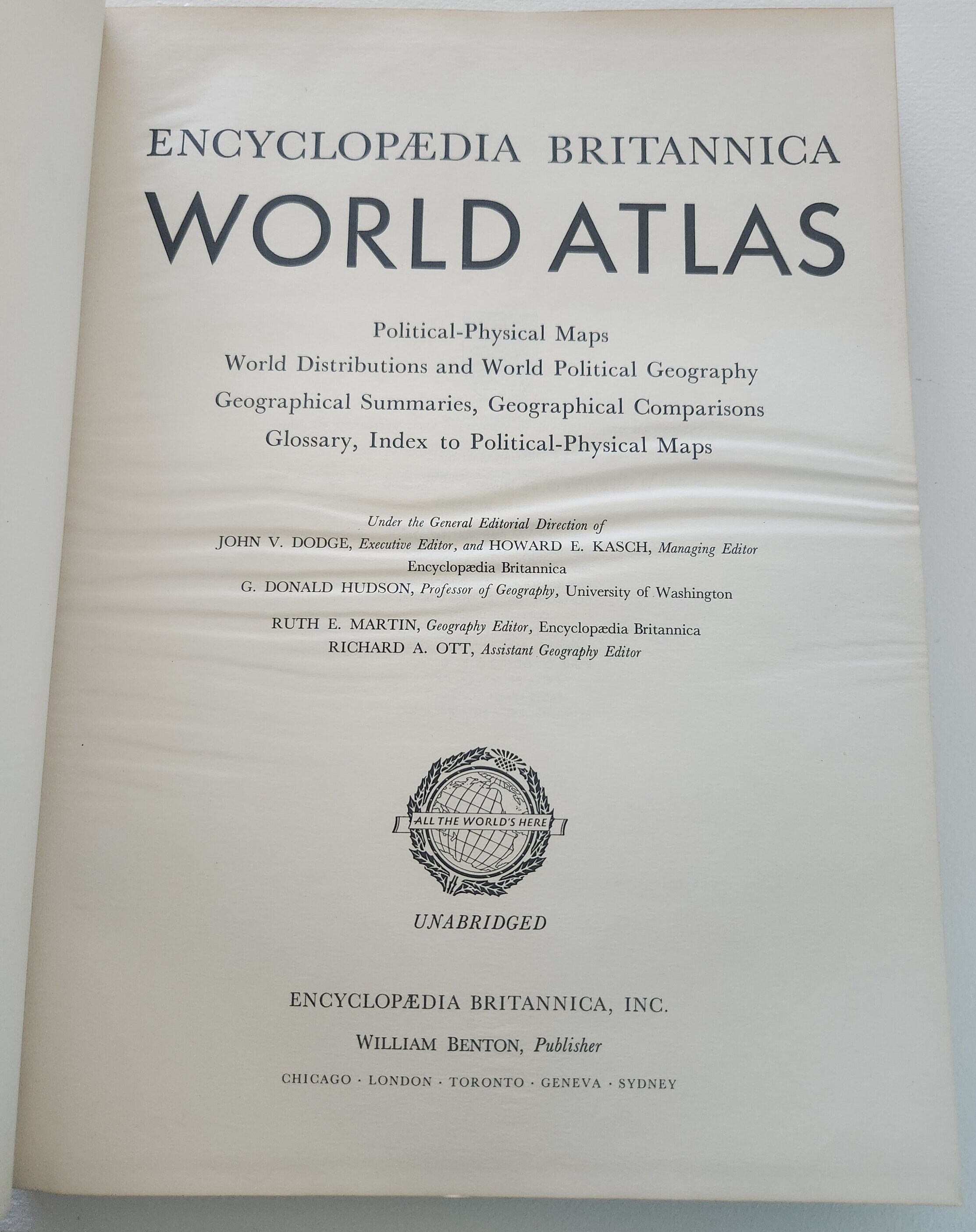 Encyclopaedia Britannica World Atlas Unabridged -- 1964