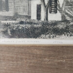 Vintage LEONARD H. MERSKY Etching Drawing The Orlando Jones Kitchen Signed Print Colonial Williamsburg Etched Sketch Art image 3