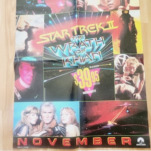 Vintage Star Trek The Wrath Of Khan Home Movie Promotional Poster -- 1982 Vintage Sci-Fi Poster -- Star Trek Memorabilia Wall Poster