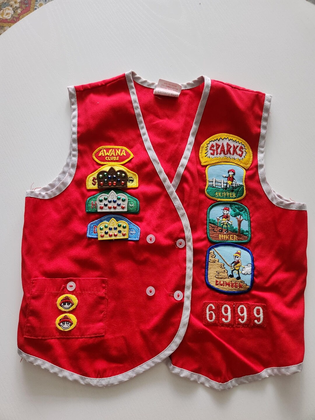 Vintage Red Awana Sparks Vest, Embroidered Patches, Youth Size - Etsy