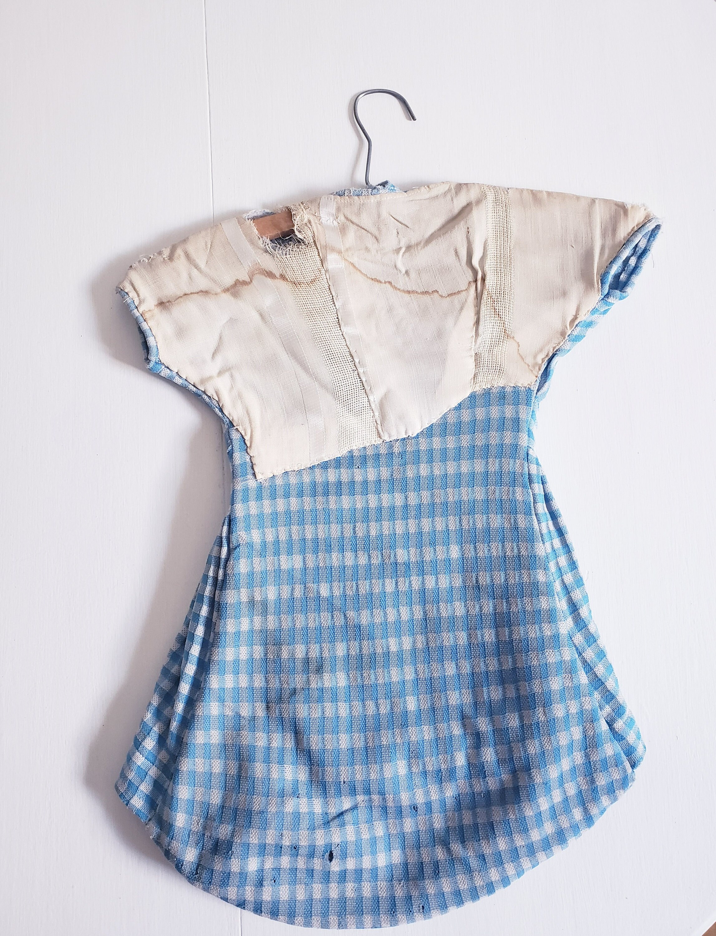 Vintage Blue Gingham Pattern Dress Clothes Pin Holder. Laundry Etsy