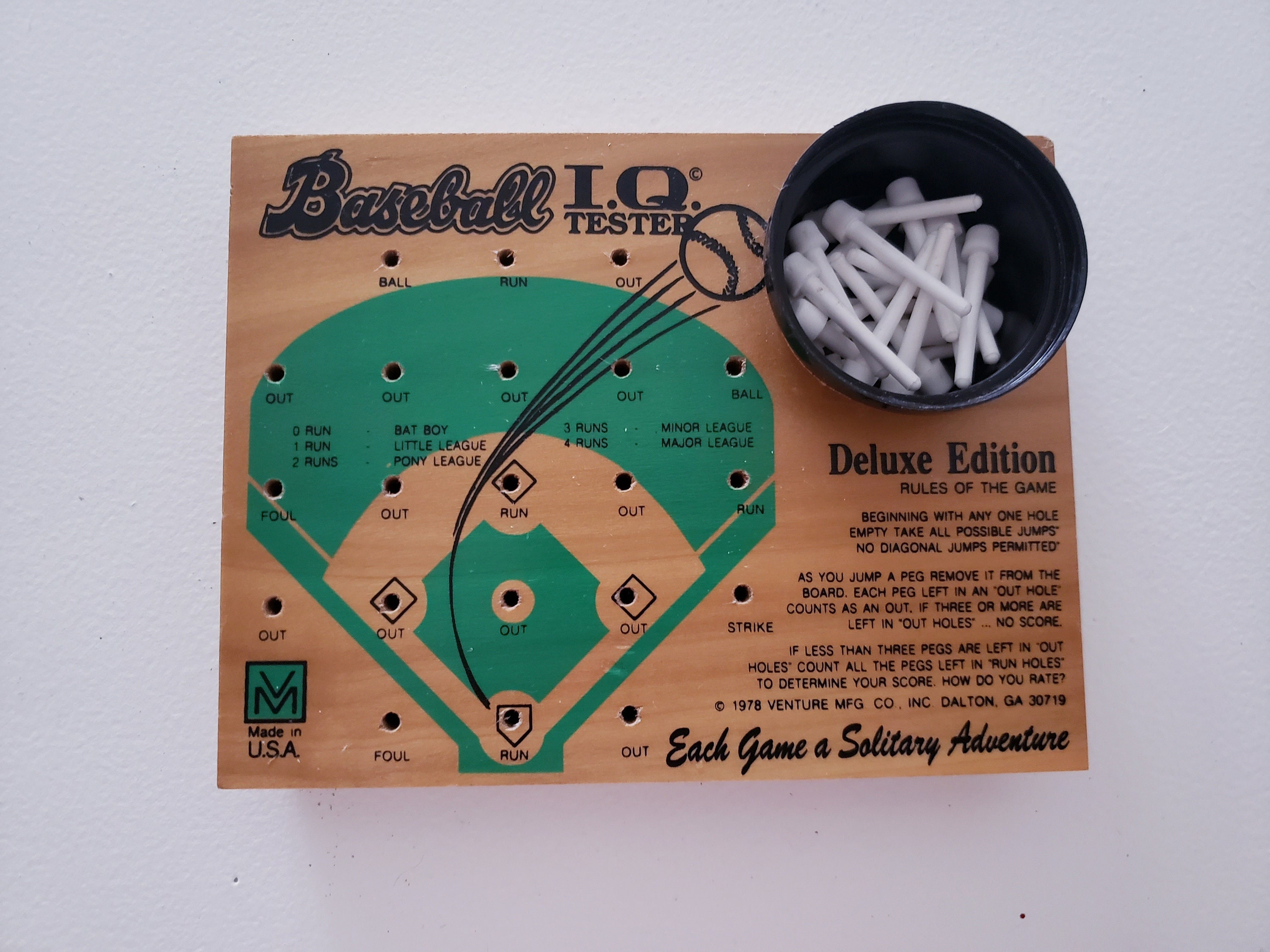 Vintage Baseball I.Q. Tester Game. Vintage Games Wood Peg - Etsy