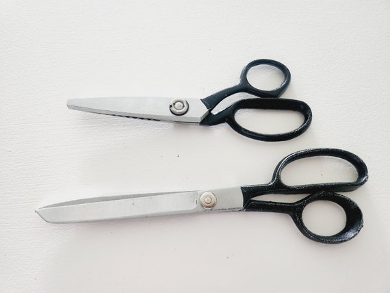 Vintage Black Handle Scissors Pair of Old Sewing Shears 